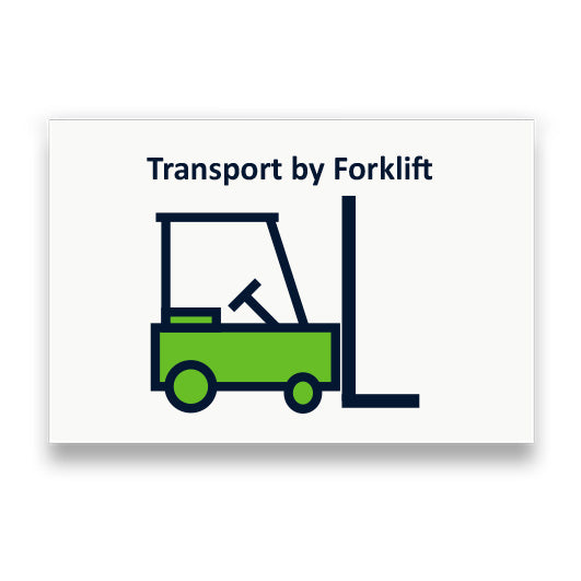 Symbol: TRANSPORT PER GABELSTAPLER bzw. TRANSPORT BY FORKLIFT