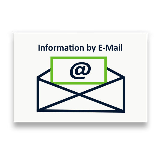 Symbol: INFORMATION PER E-MAIL bzw. INFORMATION BY E-MAIL