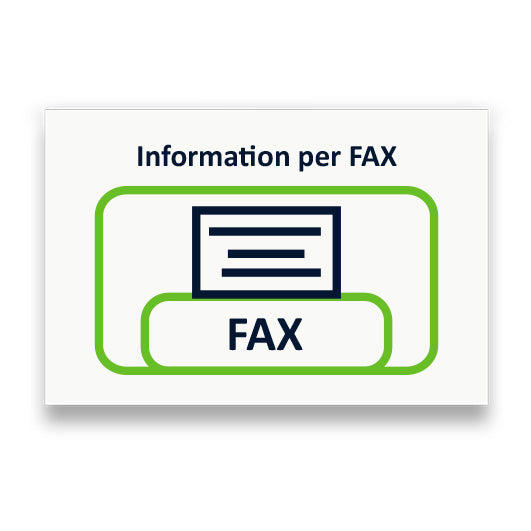 Symbol: INFORMATION PER FAX bzw. INFORMATION BY FAX