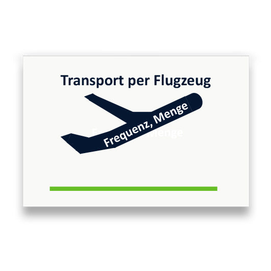 Symbol: TRANSPORT PER FLUGZEUG bzw. TRANSPORT BY AIRPLANE