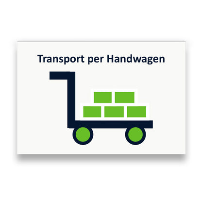 Symbol: TRANSPORT PER HANDWAGEN bzw. TRANSPORT BY HANDCART