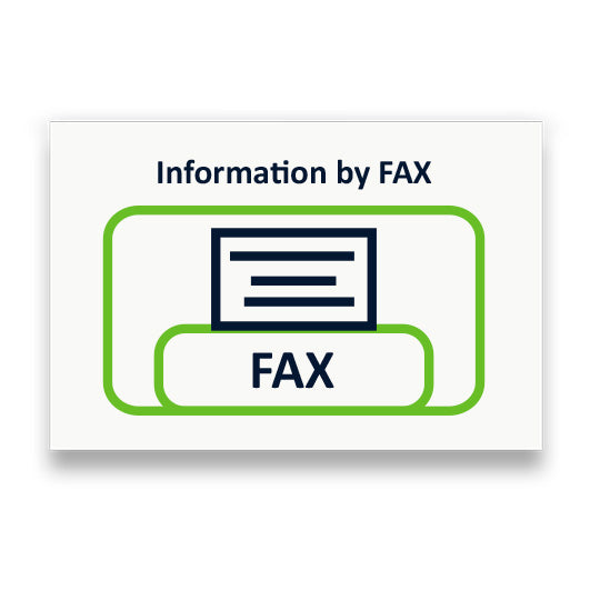 Symbol: INFORMATION PER FAX bzw. INFORMATION BY FAX