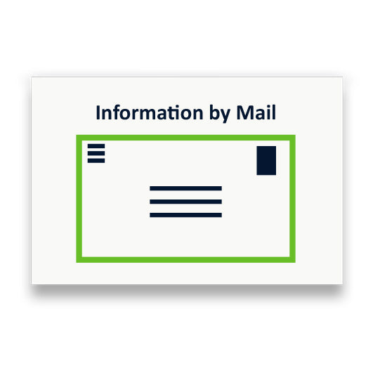 Symbol: INFORMATION PER POST bzw. INFORMATION BY MAIL
