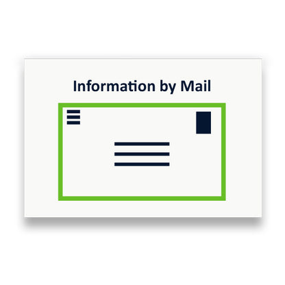 Symbol: INFORMATION PER POST bzw. INFORMATION BY MAIL
