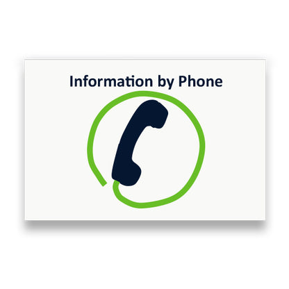 Symbol: INFORMATION PER TELEFON bzw. INFORMATION BY PHONE
